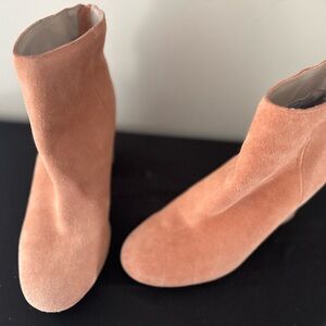 Women's Suede Ankle Boots - Coral